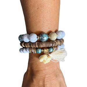 Boho stretch bracelet with tassel and lucky elephant NEW